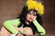 Punker legend NINA HAGEN promotes her new album 'Personal Jesus' in a neon green polyester dress