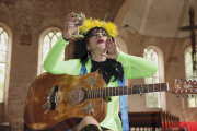 Punker legend NINA HAGEN promotes her new album 'Personal Jesus' in a neon green polyester dress