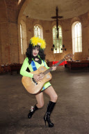 Punker legend NINA HAGEN promotes her new album 'Personal Jesus' in a neon green polyester dress