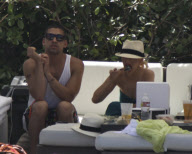 Christina Aguilera And Kim Kardashian Hang Poolside 