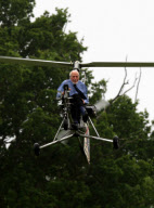 94-year-old former James Bond stunt pilot aiming to break autogyro speed record, Norfolk, Britain - 10 Jun 2010