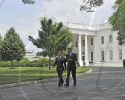 Obama and Medvedev walk in Lafayette Park, washington DC, America - 24 Jun 2010