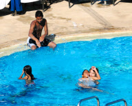 The Jackson Kids Play at the Resort Pool Together