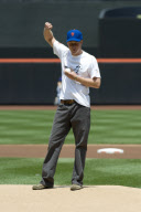 Prince Harry makes the first pitch at The Mets game at Citi Field, New York, America - 26 Jun 2010