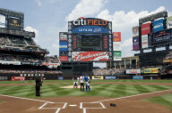 Prince Harry makes the first pitch at The Mets game at Citi Field, New York, America - 26 Jun 2010