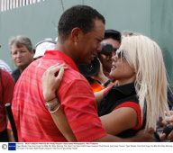Tiger Woods Cries And Hugs His Wife Elin After Winning The Open The Open 2006 Royal Liverpool Final Round. [pic] Andy Hooper.