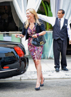 EXCLUSIVE... Exclusive... A Glamorized Sharon Stone Smiles After A Meal With Pals 