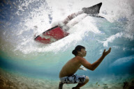 Photographer captures images of waves breaking underwater, Australia - Jun 2010