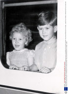Prince Of Wales - 26th May 1954 Prince Charles And Princess Anne Pictured Framed In The Window Of The Royal Train When They Arrived At Balmoral For A Holiday....royalty