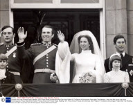 Princess Anne (now Princess Royal). Wedding. 1973. Picture Shows Princess Anne And Capt. Mark Phillips On The Balcony At Buckingham Palace After Their Wedding - Seen Here With Young Lady Sarah Armstrong-jones Princes Edward And Charles.