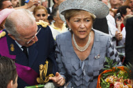 King Albert and Queen Paolo discuss with a person of the public, ST Goedele Cathedral, Brussels