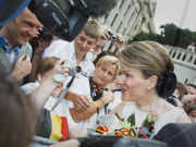 Princess Mathilde being photographed by her fans after the Te Deum in Brussels.