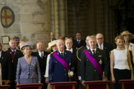 Royal family inside Saint Goedele Cathedral, Brussels.Queen Paola, King Albert, Prince Filip, Princess Mathilde.