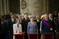 Royal family inside Saint Goedele Cathedral, Brussels.Queen Fabiola, Queen Paola, King Albert.