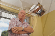 Block of ice possibly from a plane falls through a couple's roof, Chichester, West Sussex, Britain - 22 Jul 2010