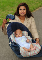 Six-week-old baby survives without a scratch after being flung from car moving at 70mph, Croydon, Surrey, Britain - 09 Jun 2010