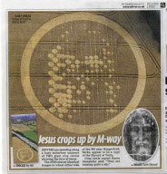 Two crop circles featuring the face of Jesus appear in fields either side of a motorway, near Hungerford, Berkshire, Britain - 04 Aug 2010