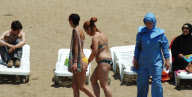 East meets West on the beaches of Turkey.

