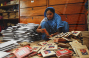 Women in Bangladesh prepare Christmas cards for the UK market
