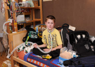 11-year-old Liam Derbyshire, who stops breathing every time he falls asleep, Gosport, Hampshire, Britain - 15 Aug 2010