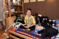 11-year-old Liam Derbyshire, who stops breathing every time he falls asleep, Gosport, Hampshire, Britain - 15 Aug 2010