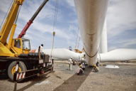 Erection of the Suzlon Wind Turbine, part of the world's largest multi-site wind farm, Gujarat, India - 2010