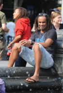 Yannick Noah and his family visit the Hare Krishna Ratha Yatra festival