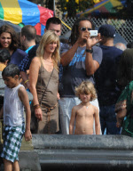 Yannick Noah and his family visit the Hare Krishna Ratha Yatra festival