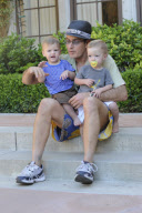 NO ONLINE USAGE!!!  *EXCLUSIVE* Charlie Sheen adores his Twin Boys!