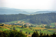 Landscape of farmland in the Bieszczady Mountains, Poland