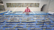 Man spends 62 years making fleet of 430 Royal Navy warships out of matchsticks, Blandford, Dorset, Britain - 24 Aug 2010
