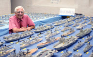 Man spends 62 years making fleet of 430 Royal Navy warships out of matchsticks, Blandford, Dorset, Britain - 24 Aug 2010