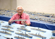 Man spends 62 years making fleet of 430 Royal Navy warships out of matchsticks, Blandford, Dorset, Britain - 24 Aug 2010