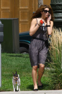 *EXCLUSIVE* Ashley Greene gives Harlow a walk outside her hotel in Michigan