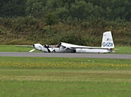 Pilot's dramatic escape after glider crashes into runway, Shoreham, West Sussex, Britain - 22 Aug 2010