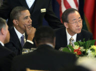 Barack Obama and Ban Ki-moon at the United Nations Luncheon - New York