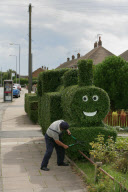 Jack Fisher with his train-shaped hedge, Retford, Nottinghamshire, Britain - 23 Sep 2010