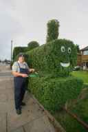 Jack Fisher with his train-shaped hedge, Retford, Nottinghamshire, Britain - 23 Sep 2010
