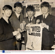 The Beatles Ringo Starr Paul Mccartney George Harrison (died November 2001) And John Lennon (died December 1980) Show Their Support For Oxfam In Their Dressing Room During Their Liverpool Show In 1964