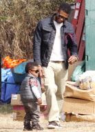 Usher takes his sons Usher Raymond V and Naviyd Ely Raymond to Mr. Bones Pumpkin Patch, Los Angeles, America - 14 Oct 2010