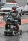 Colin Furze sets new world record on world's fastest mobility scooter, Santa Pod raceway, Northamptonshire, Britain