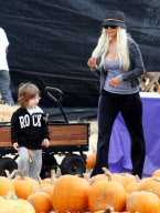Christina Aguilera takes son Max to the pumpkin patch