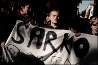 High school students demonstrate against the increasing of the retirement age