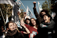 High school students demonstrate against the increasing of the retirement age