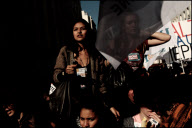 High school students demonstrate against the increasing of the retirement age
