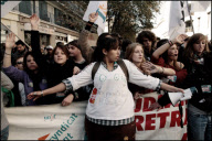 High school students demonstrate against the increasing of the retirement age