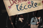 High school students demonstrate against the increasing of the retirement age
