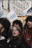 High school students demonstrate against the increasing of the retirement age