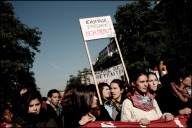 High school students demonstrate against the increasing of the retirement age