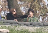 Angelina Jolie works out a firearm bunker scene